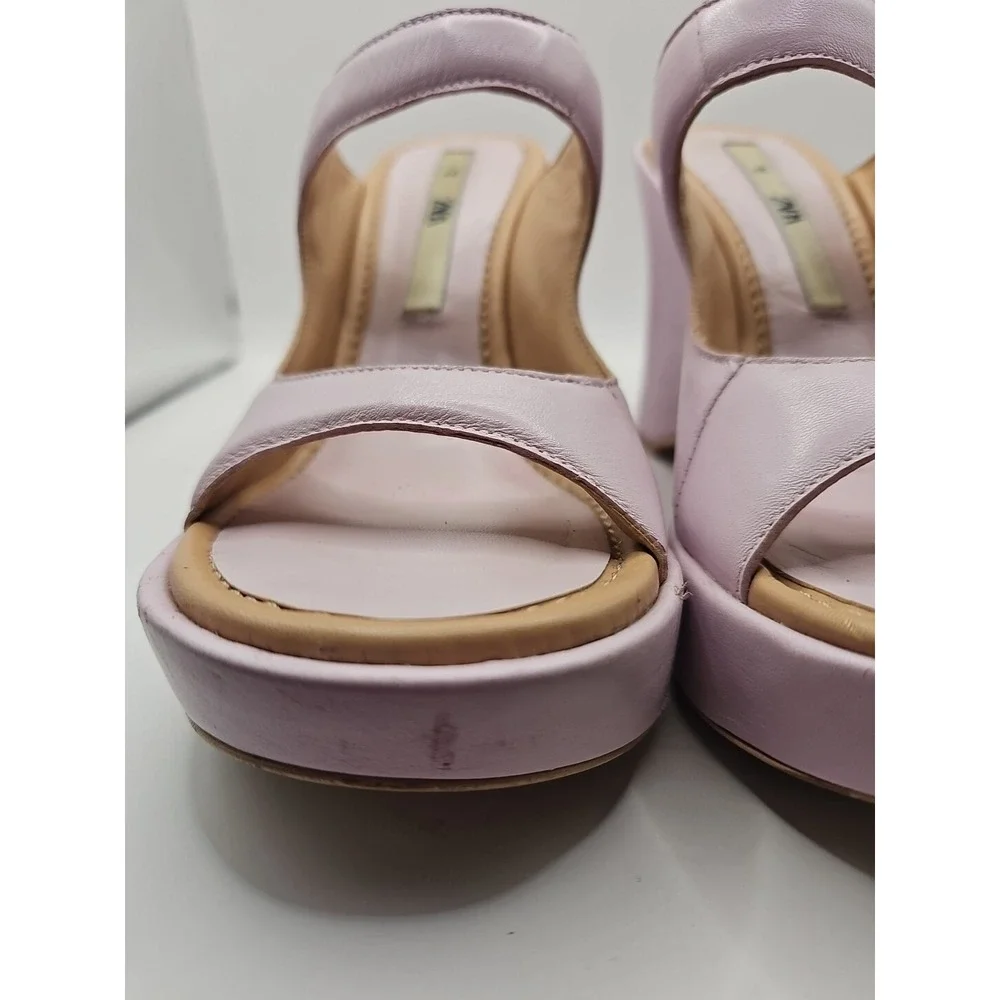 Zara Soft Pink Leather Platform Sandals Sz 7‎ Lilac Oriental Soft Girl #167